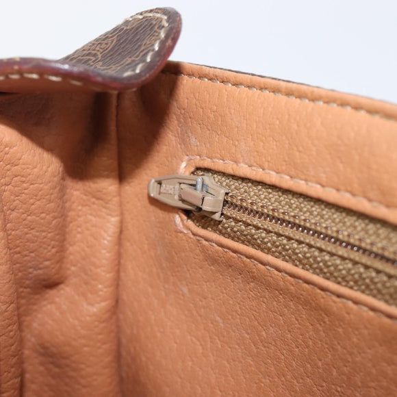 CELINE Macadam Canvas Shoulder Bag PVC Leather Brown Gold Auth ep16335