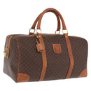 CELINE Macadam Canvas Boston Bag PVC Leather Brown Gold Auth ep16336-1