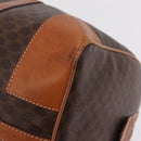 CELINE Macadam Canvas Boston Bag PVC Leather Brown Gold Auth ep16336-11