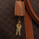 CELINE Macadam Canvas Boston Bag PVC Leather Brown Gold Auth ep16336-15