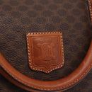 CELINE Macadam Canvas Boston Bag PVC Leather Brown Gold Auth ep16336-16