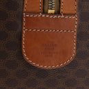 CELINE Macadam Canvas Boston Bag PVC Leather Brown Gold Auth ep16336-17