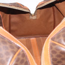 CELINE Macadam Canvas Boston Bag PVC Leather Brown Gold Auth ep16336-19