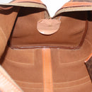 CELINE Macadam Canvas Boston Bag PVC Leather Brown Gold Auth ep16336-20