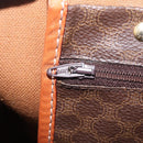 CELINE Macadam Canvas Boston Bag PVC Leather Brown Gold Auth ep16336-21