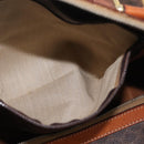 CELINE Macadam Canvas Boston Bag PVC Leather Brown Gold Auth ep16336-22