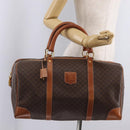 CELINE Macadam Canvas Boston Bag PVC Leather Brown Gold Auth ep16336-24