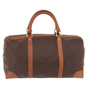 CELINE Macadam Canvas Boston Bag PVC Leather Brown Gold Auth ep16336-3
