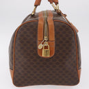 CELINE Macadam Canvas Boston Bag PVC Leather Brown Gold Auth ep16336-5