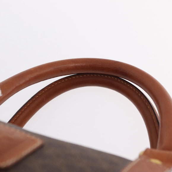 CELINE Macadam Canvas Boston Bag PVC Leather Brown Gold Auth ep16336
