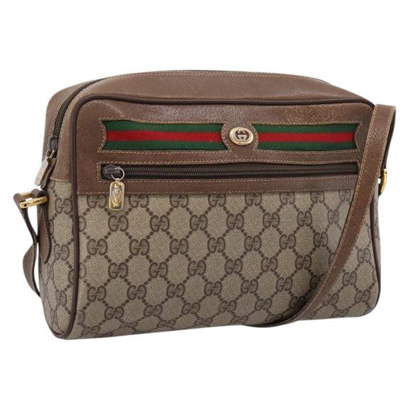 GUCCI GG Supreme Web Sherry Line Bag PVC Beige Gold 119 02 088 Auth ep16339