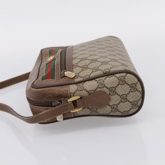 GUCCI GG Supreme Web Sherry Line Bag PVC Beige Gold 119 02 088 Auth ep16339