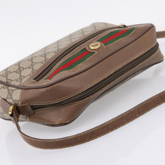 GUCCI GG Supreme Web Sherry Line Bag PVC Beige Gold 119 02 088 Auth ep16339