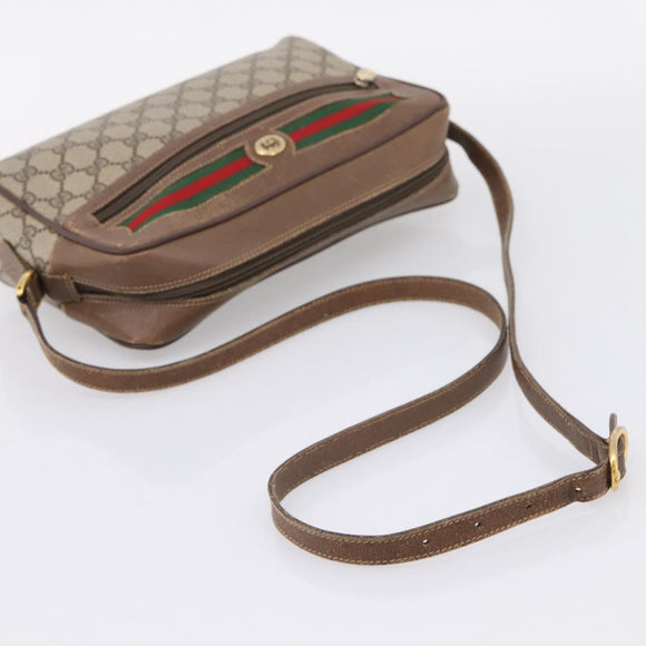 GUCCI GG Supreme Web Sherry Line Bag PVC Beige Gold 119 02 088 Auth ep16339