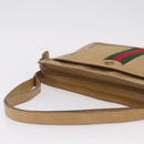GUCCI Web Sherry Line Shoulder Bag Canvas Beige Gold Auth ep16340-9