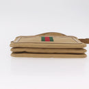 GUCCI Web Sherry Line Shoulder Bag Canvas Beige Gold Auth ep16340-8