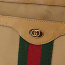 GUCCI Web Sherry Line Shoulder Bag Canvas Beige Gold Auth ep16340-19