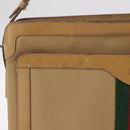 GUCCI Web Sherry Line Shoulder Bag Canvas Beige Gold Auth ep16340-2