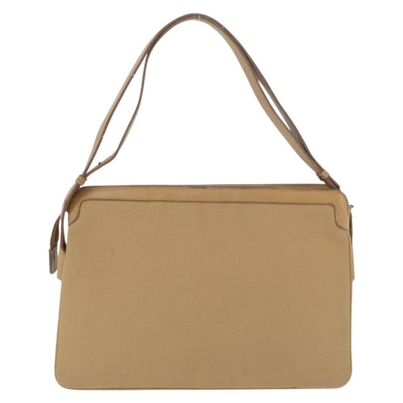 GUCCI Web Sherry Line Shoulder Bag Canvas Beige Gold Auth ep16340