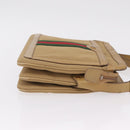 GUCCI Web Sherry Line Shoulder Bag Canvas Beige Gold Auth ep16340-5