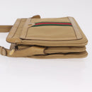 GUCCI Web Sherry Line Shoulder Bag Canvas Beige Gold Auth ep16340-7