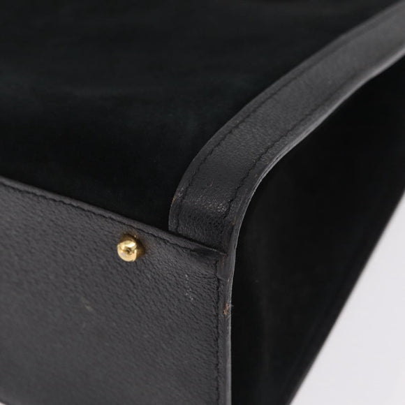 GUCCI Bamboo Hand Bag Suede Black Gold 002 123 0260 Auth ep16341