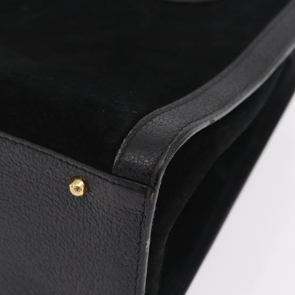 GUCCI Bamboo Hand Bag Suede Black Gold 002 123 0260 Auth ep16341