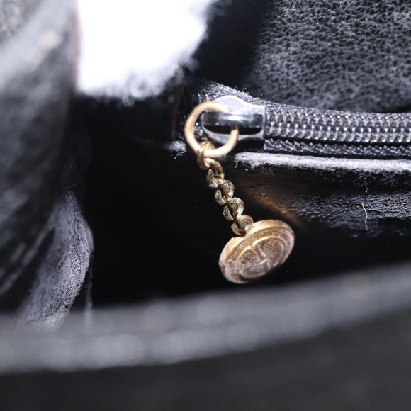 GUCCI Bamboo Hand Bag Suede Black Gold 002 123 0260 Auth ep16341