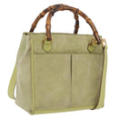 GUCCI Bamboo Hand Bag Suede 2way Green Gold 000 122 0316 Auth ep16342-1