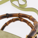 GUCCI Bamboo Hand Bag Suede 2way Green Gold 000 122 0316 Auth ep16342-15