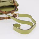 GUCCI Bamboo Hand Bag Suede 2way Green Gold 000 122 0316 Auth ep16342-9