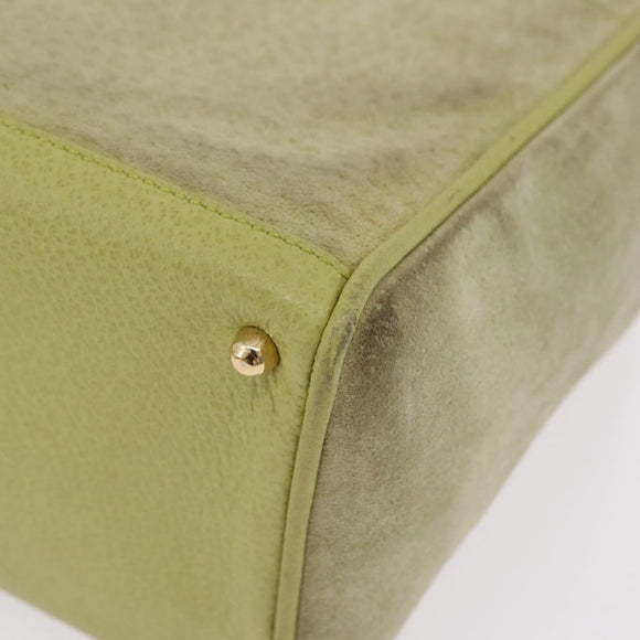 GUCCI Bamboo Hand Bag Suede 2way Green Gold 000 122 0316 Auth ep16342