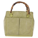 GUCCI Bamboo Hand Bag Suede 2way Green Gold 000 122 0316 Auth ep16342-13
