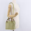 GUCCI Bamboo Hand Bag Suede 2way Green Gold 000 122 0316 Auth ep16342-26