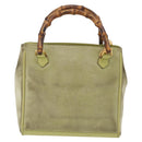 GUCCI Bamboo Hand Bag Suede 2way Green Gold 000 122 0316 Auth ep16342-2