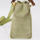 GUCCI Bamboo Hand Bag Suede 2way Green Gold 000 122 0316 Auth ep16342-4