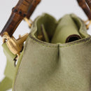 GUCCI Bamboo Hand Bag Suede 2way Green Gold 000 122 0316 Auth ep16342-5
