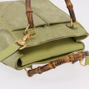 GUCCI Bamboo Hand Bag Suede 2way Green Gold 000 122 0316 Auth ep16342-14