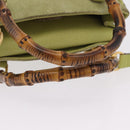 GUCCI Bamboo Hand Bag Suede 2way Green Gold 000 122 0316 Auth ep16342-8