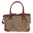 GUCCI GG Canvas Hand Bag 2way Beige Gold 247902 Auth ep16348V-2