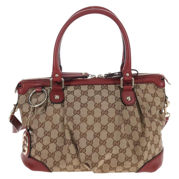 GUCCI GG Canvas Hand Bag 2way Beige Gold 247902 Auth ep16348V