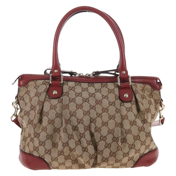 GUCCI GG Canvas Hand Bag 2way Beige Gold 247902 Auth ep16348V