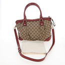 GUCCI GG Canvas Hand Bag 2way Beige Gold 247902 Auth ep16348V-32