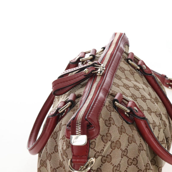 GUCCI GG Canvas Hand Bag 2way Beige Gold 247902 Auth ep16348V