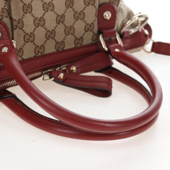 GUCCI GG Canvas Hand Bag 2way Beige Gold 247902 Auth ep16348V