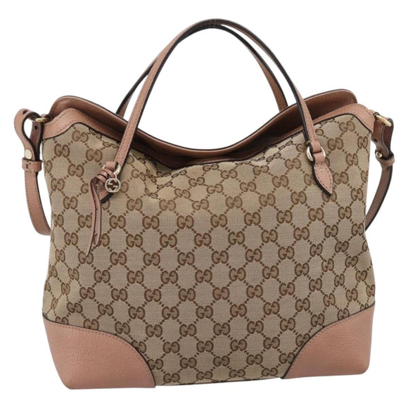 GUCCI GG Canvas Hand Bag 2way Beige Gold 353120 Auth ep16353