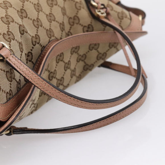 GUCCI GG Canvas Hand Bag 2way Beige Gold 353120 Auth ep16353