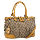 GUCCI GG Canvas Hand Bag 2way Beige Gold 247902 Auth ep16354-1