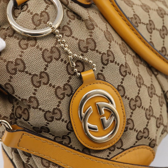 GUCCI GG Canvas Hand Bag 2way Beige Gold 247902 Auth ep16354