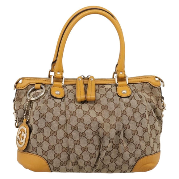 GUCCI GG Canvas Hand Bag 2way Beige Gold 247902 Auth ep16354
